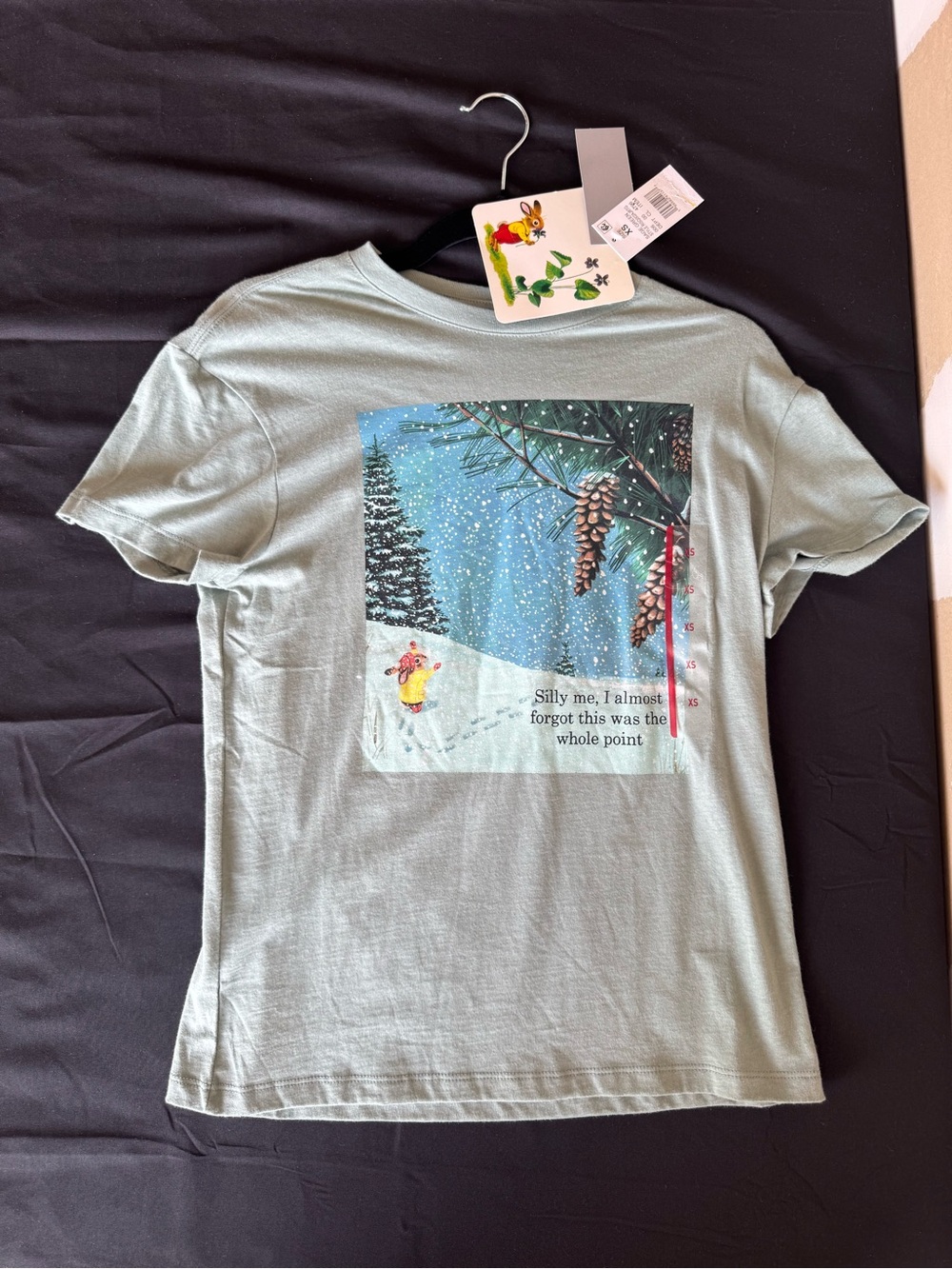 NWT Richard Scarry Busy World "Silly Me" Sage Green Graphic T-Shirt Women's XS